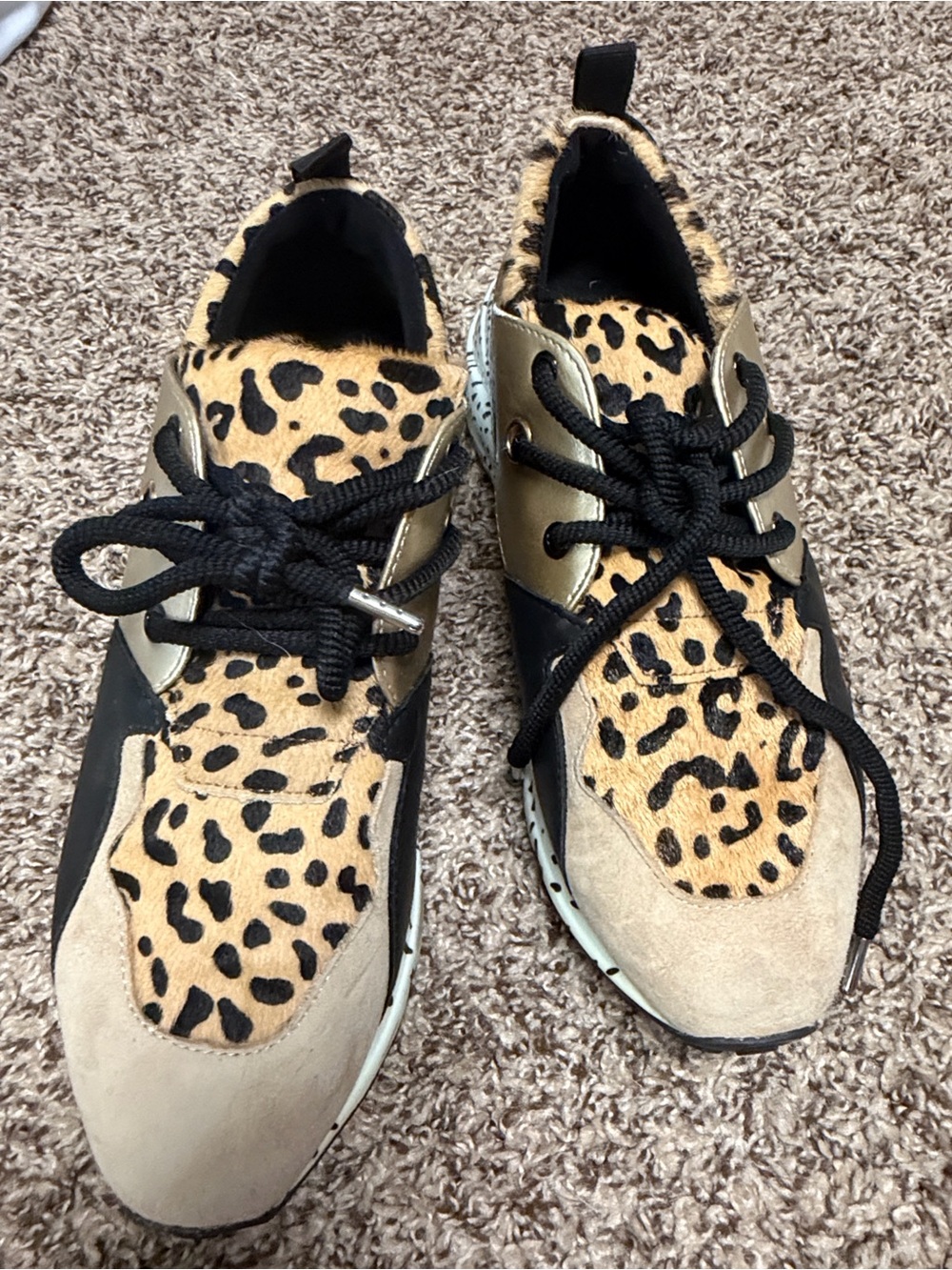 Leopard Print Women's Fashion Sneakers - Black & Tan